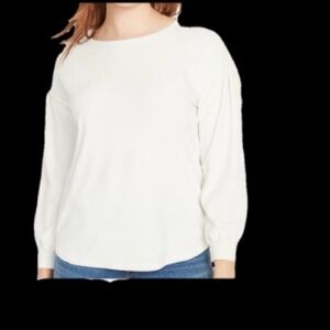Ivory Velvet/Velour Top Long Sleeve